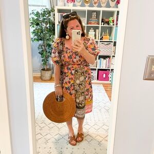 Anthro Velvet autumnal print dress